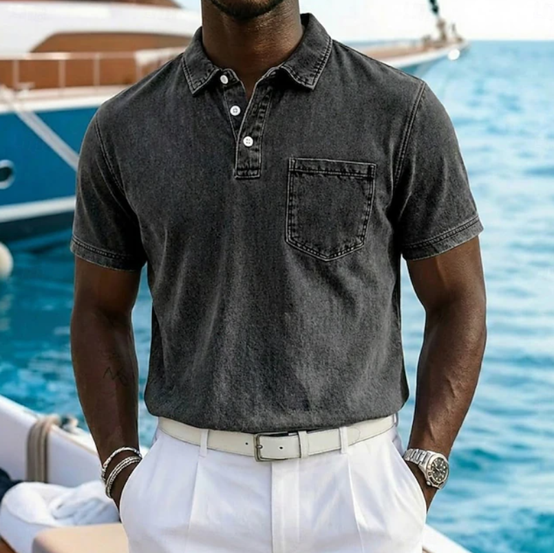 Valerio | Casual Washed Pocket Polo Shirt 1