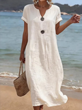 Liana | Casual Button Beach Maxi Dress 6