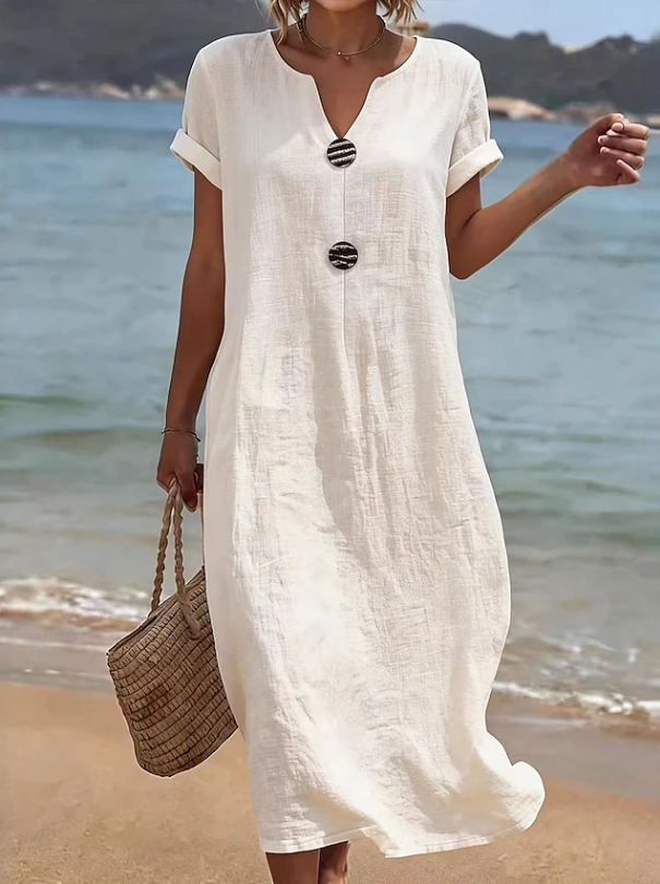 Liana | Casual Button Beach Maxi Dress 6