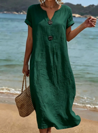 Liana | Casual Button Beach Maxi Dress 5