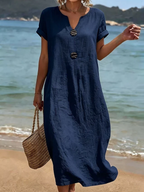 Liana | Casual Button Beach Maxi Dress 4