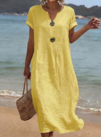 Liana | Casual Button Beach Maxi Dress 3