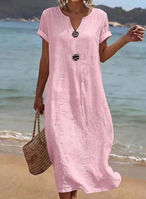 Liana | Casual Button Beach Maxi Dress 2