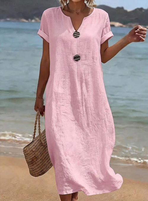 Liana | Casual Button Beach Maxi Dress 2