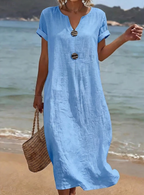 Liana | Casual Button Beach Maxi Dress 1
