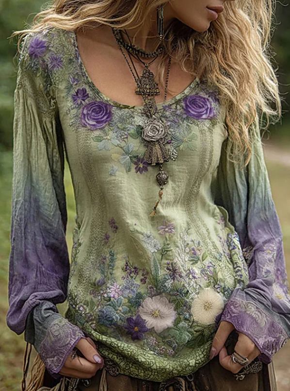 Seraphina | Boho Floral Long Sleeve Blouse 1