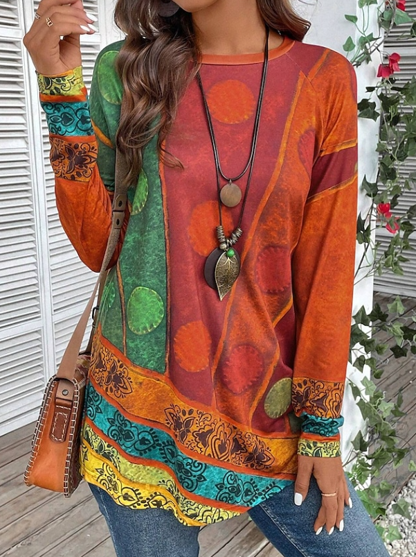 Zaria | Boho Floral Long Sleeve Tunic Top 2