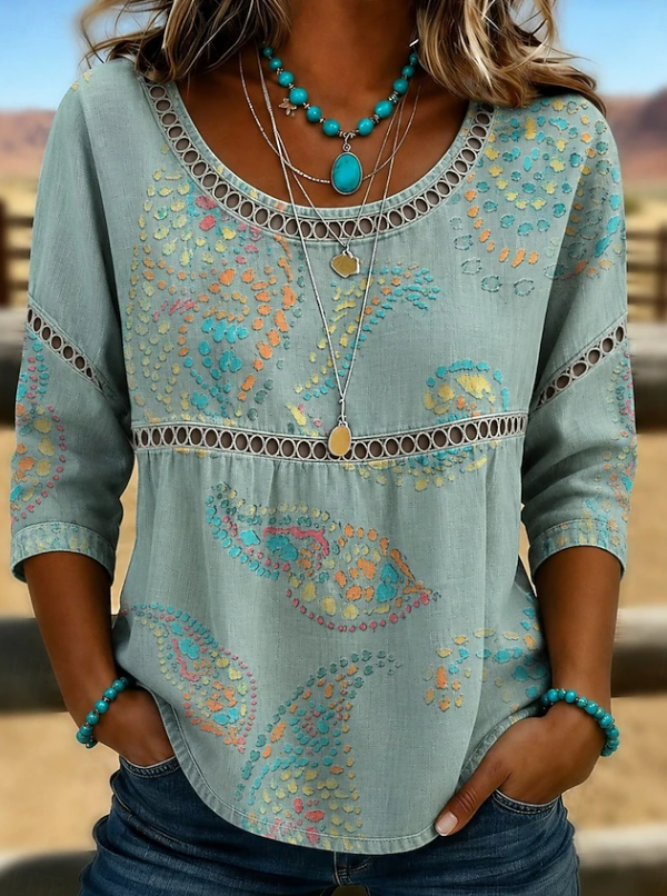 Alina | Boho Embroidered Everyday V-Neck Top 2