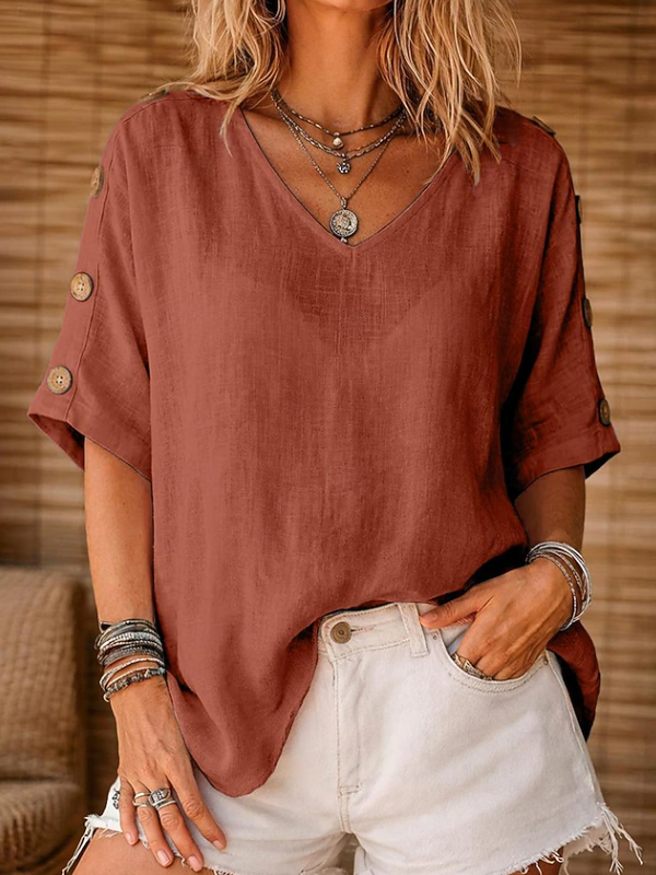 Nadine | Classic V-Neck Batwing Sleeve Blouse 1