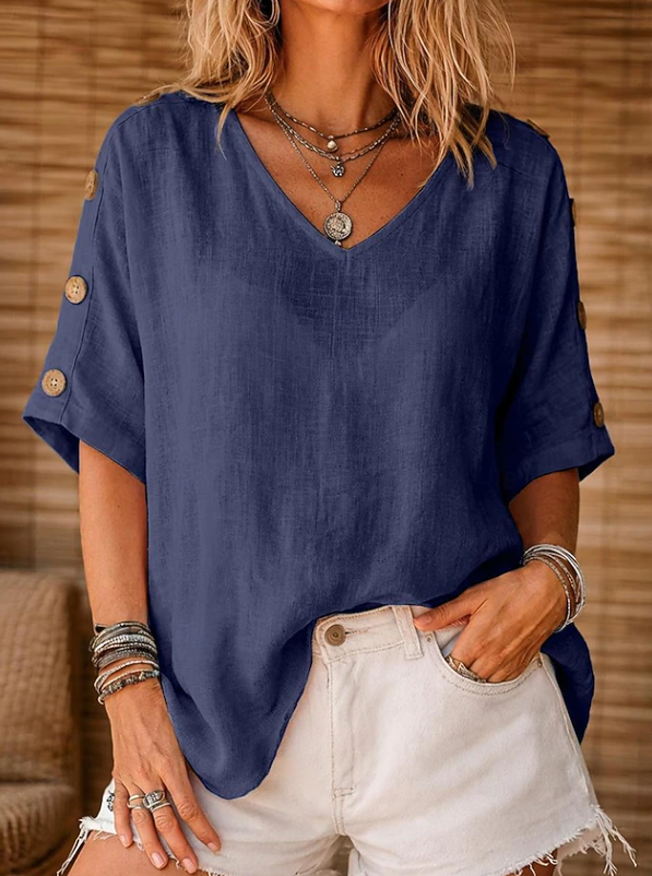 Nadine | Classic V-Neck Batwing Sleeve Blouse 6