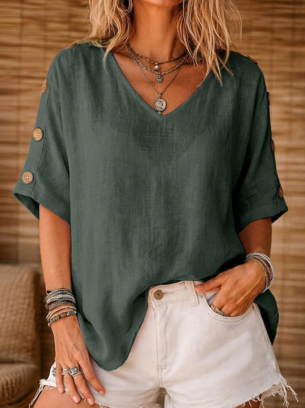 Nadine | Classic V-Neck Batwing Sleeve Blouse 8