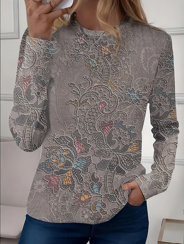Robyn | Casual Long Sleeves Crew Neck Floral Shirt 4