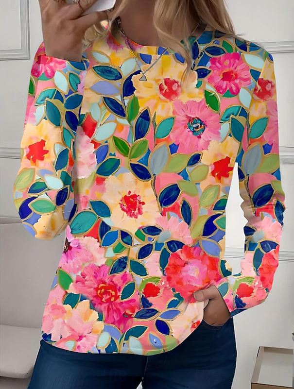 Robyn | Casual Long Sleeves Crew Neck Floral Shirt 2