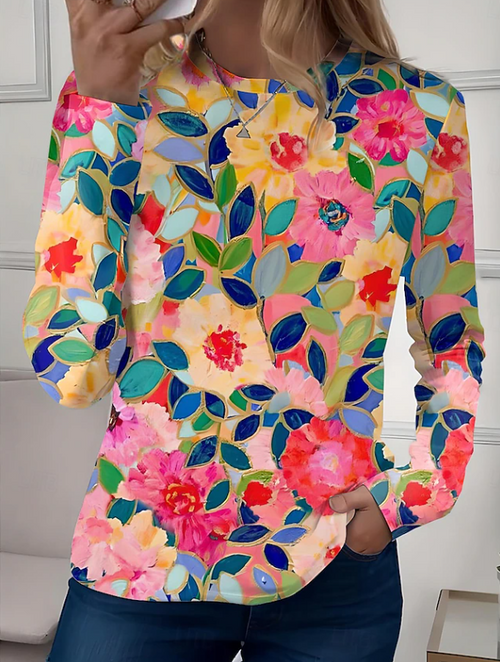Robyn | Casual Long Sleeves Crew Neck Floral Shirt 2