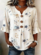 Zara | Striped Floral Bell Sleeve Blouse 2