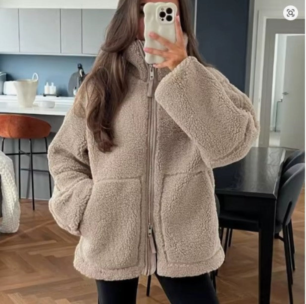 Women's Oversized Teddy Fleece Jacket Full-Zip 2