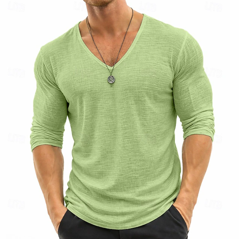 Ethan | Slim Fit V-Neck Henley Long Sleeve Shirt 4