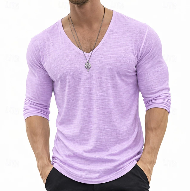 Ethan | Slim Fit V-Neck Henley Long Sleeve Shirt 7