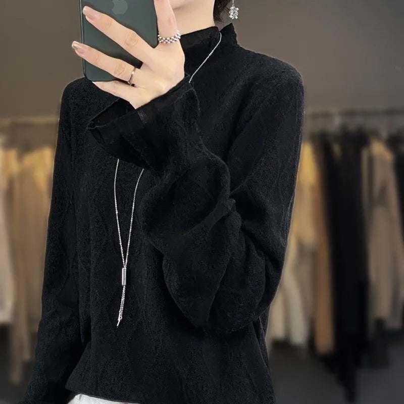 Women's Diamond Knit Pullover with V-Neckline 6