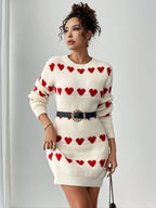 Women's Heart Pattern Sweater Dress Long Sleeve 4