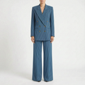 Women's Striped Double-Breasted Pant Suit Wide-Leg 1
