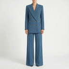 Women's Striped Double-Breasted Pant Suit Wide-Leg 1