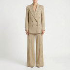 Women's Striped Double-Breasted Pant Suit Wide-Leg 2