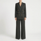 Women's Striped Double-Breasted Pant Suit Wide-Leg 3