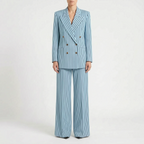 Women's Striped Double-Breasted Pant Suit Wide-Leg 4