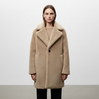 Women's Notch Collar Teddy Coat Button Front Relaxed Fit 2