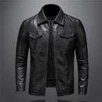 Men's Biker Jacket with Stand Collar and Zip Closure 4