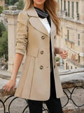 Women's Double-Breasted Trench Coat Dress with Wide Collar 2