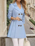 Women's Double-Breasted Trench Coat Dress with Wide Collar 3