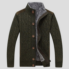Men's Cable-Knit Cardigan with Plush Lining and Button Front 3