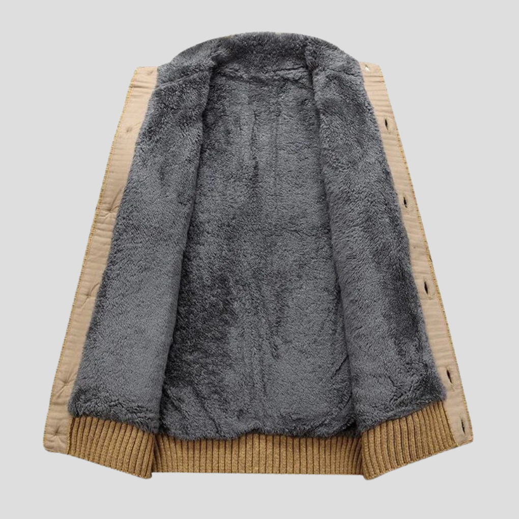 Men's Cable-Knit Cardigan with Plush Lining and Button Front 5