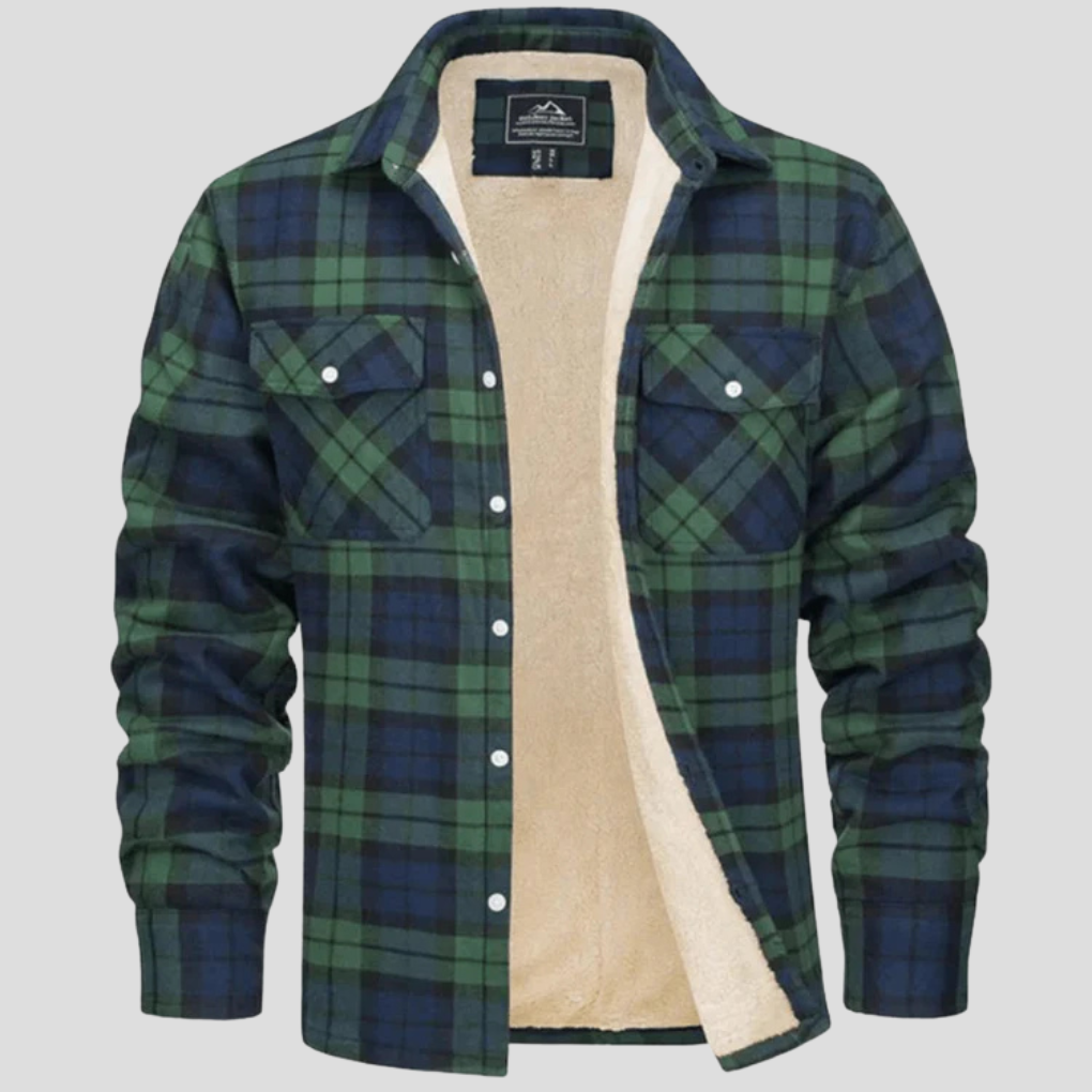 Men's Plaid Shirt Jacket with Fleece Lining 2