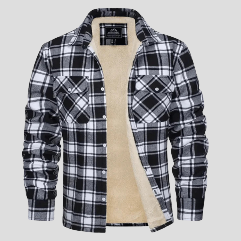 Men's Plaid Shirt Jacket with Fleece Lining 4