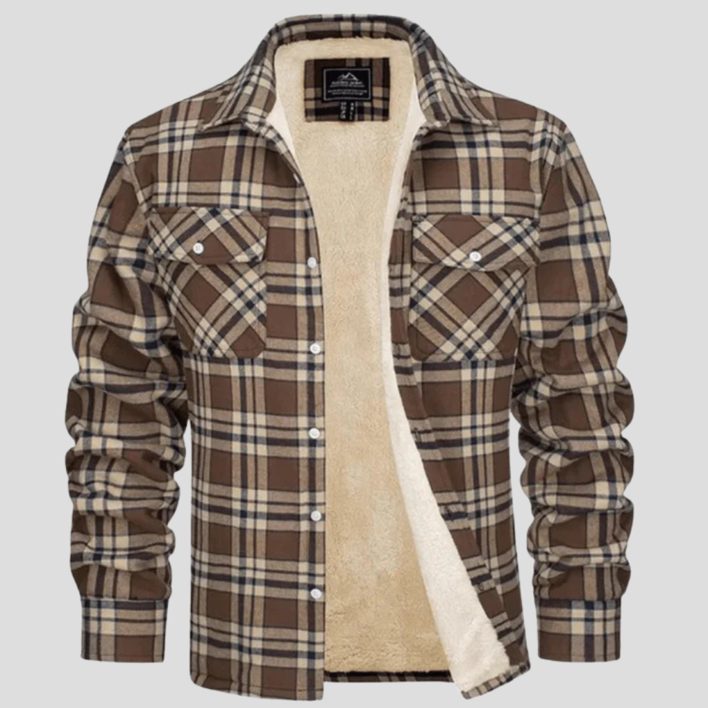 Men's Plaid Shirt Jacket with Fleece Lining 5
