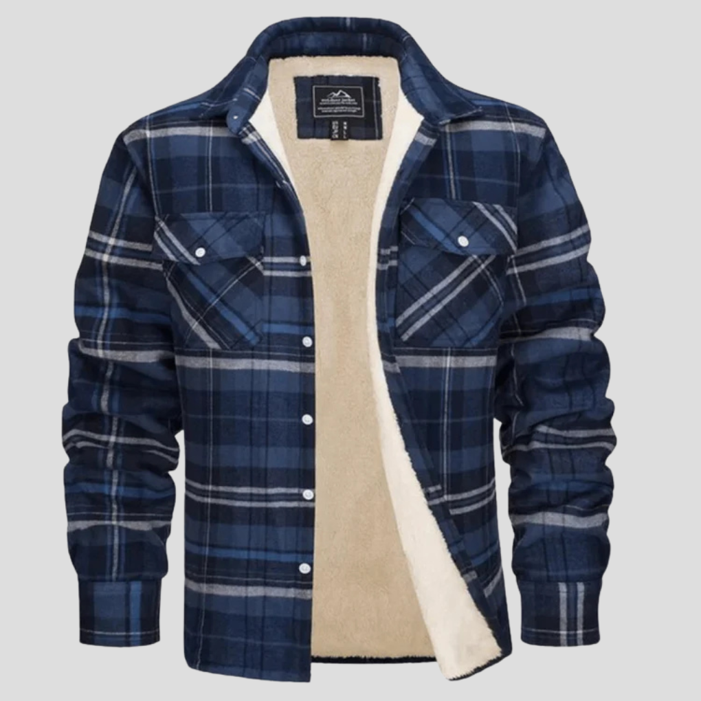 Men's Plaid Shirt Jacket with Fleece Lining 6