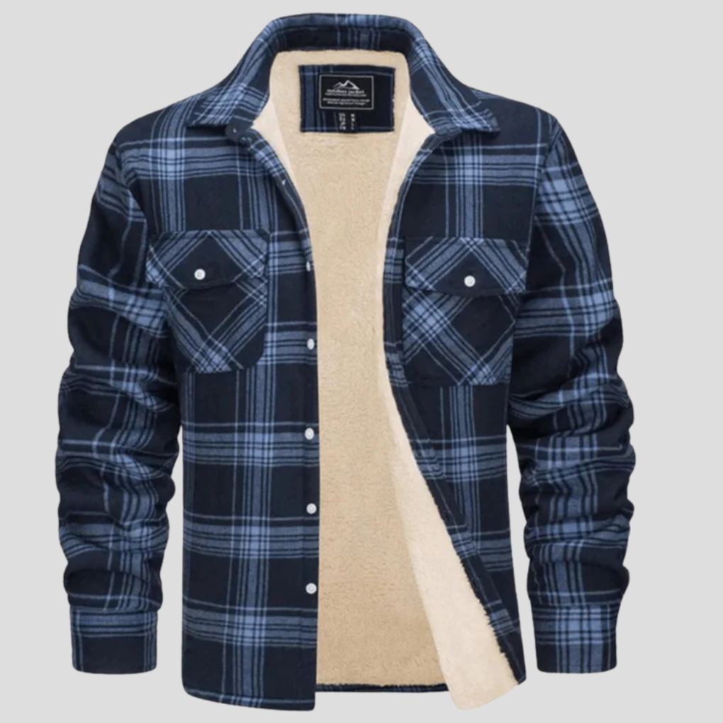 Men's Plaid Shirt Jacket with Fleece Lining 7
