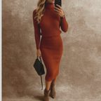 Women's Turtleneck Knit Dress Long Sleeve Midi Length 7