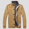 Men's Cable-Knit Cardigan with Plush Lining and Button Front 1