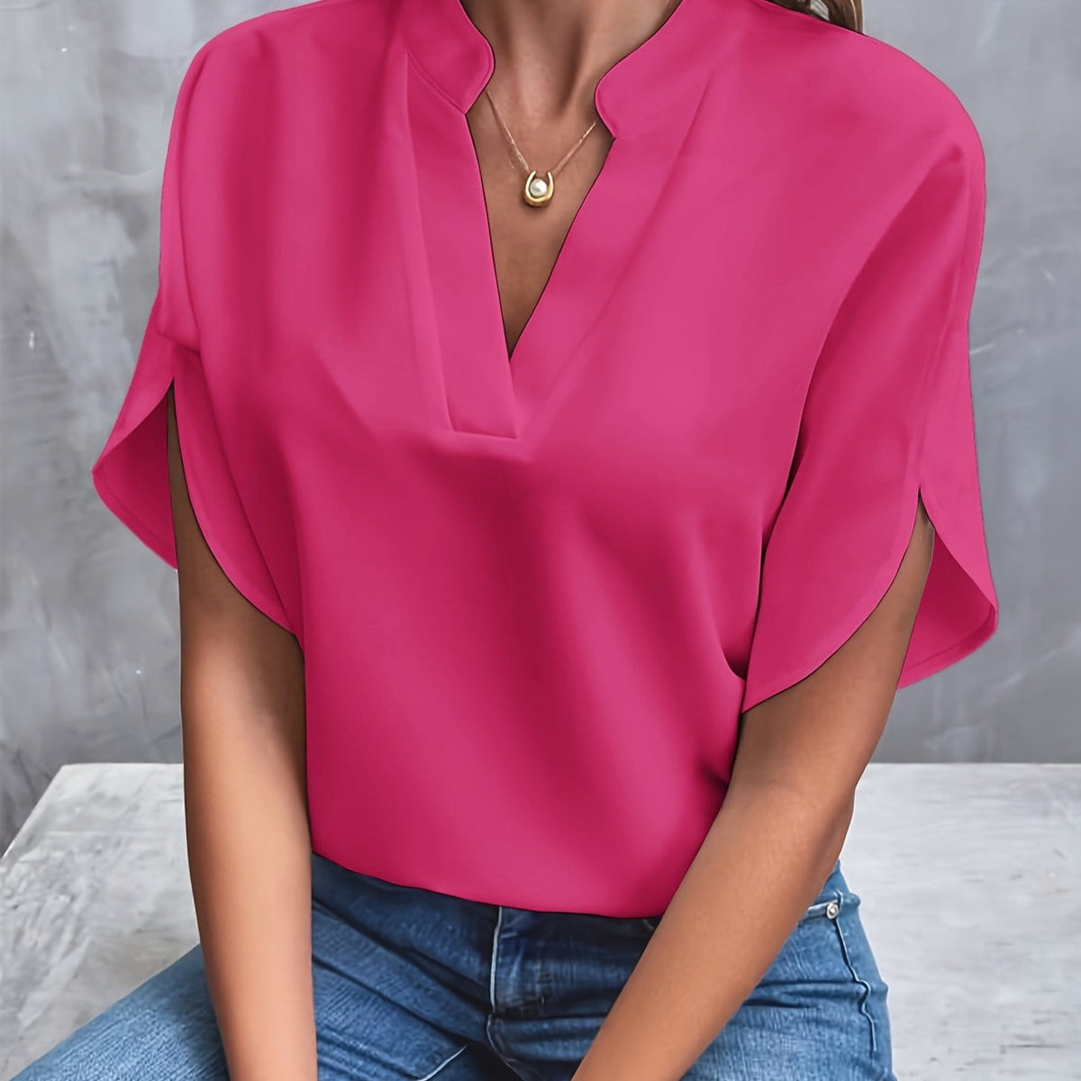 Savannah | Elegant Draped V-Neck Blouse 16