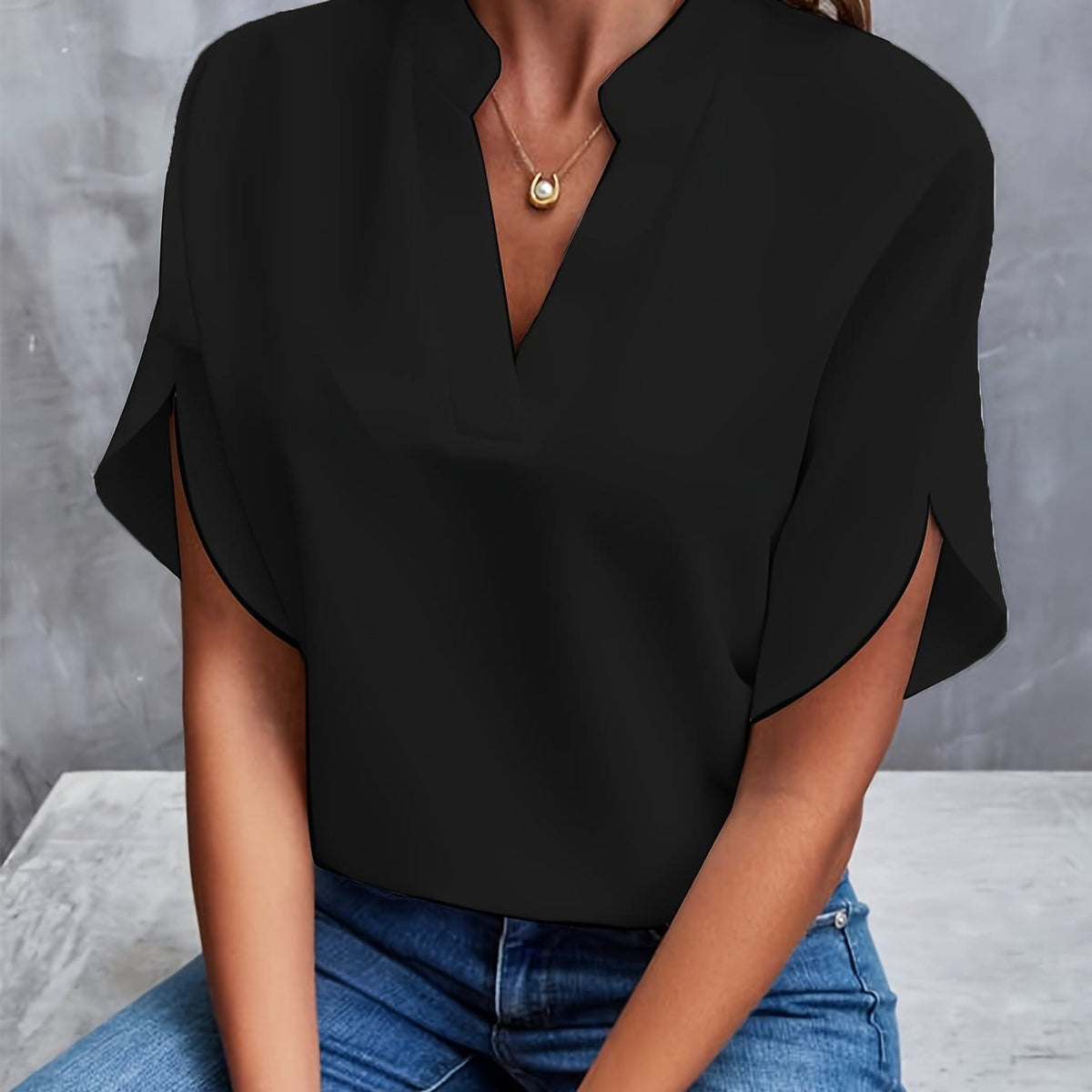 Savannah | Elegant Draped V-Neck Blouse 4