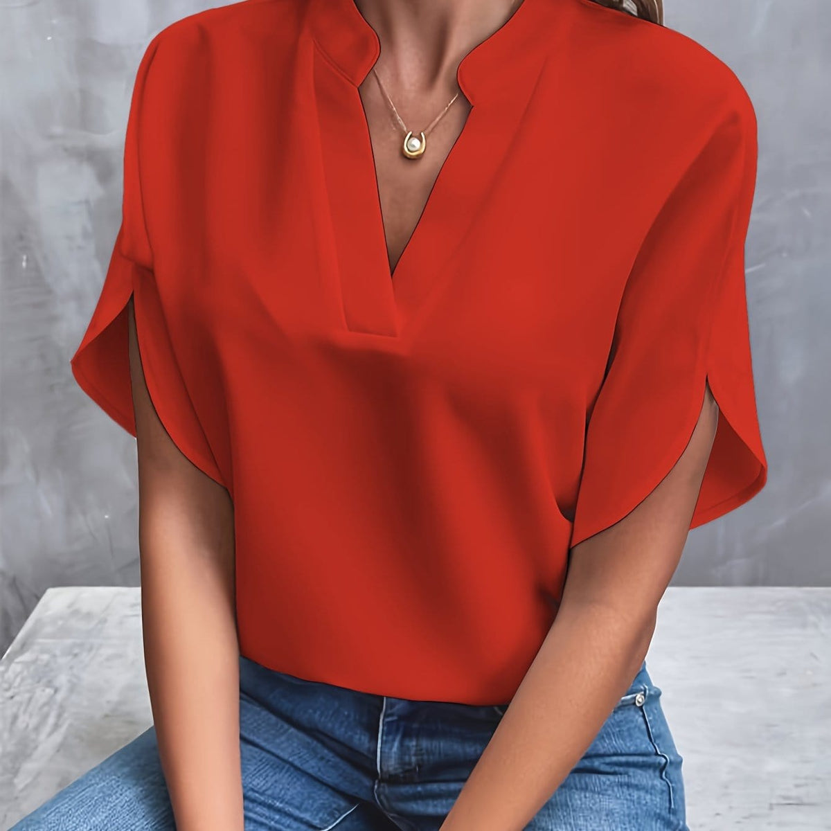 Savannah | Elegant Draped V-Neck Blouse 12