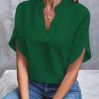 Savannah | Elegant Draped V-Neck Blouse 13