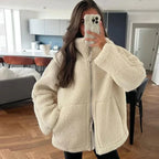 Women's Oversized Teddy Fleece Jacket Full-Zip 1