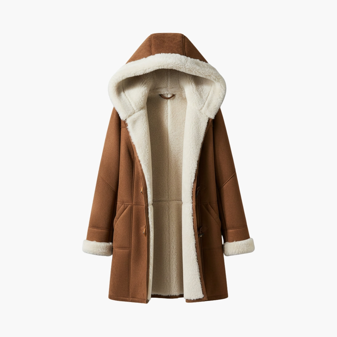 Women's Hooded Toggle Coat with Sherpa Lining 6