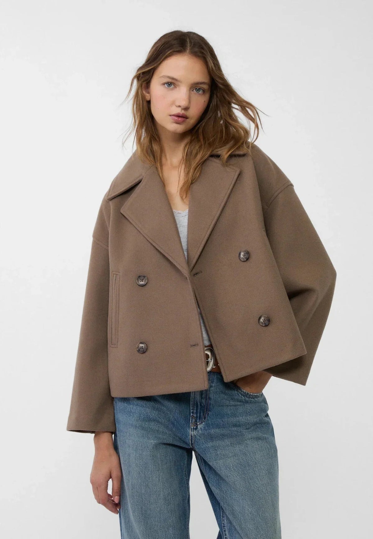 Women's Cropped Double-Breasted Blazer Oversized 5