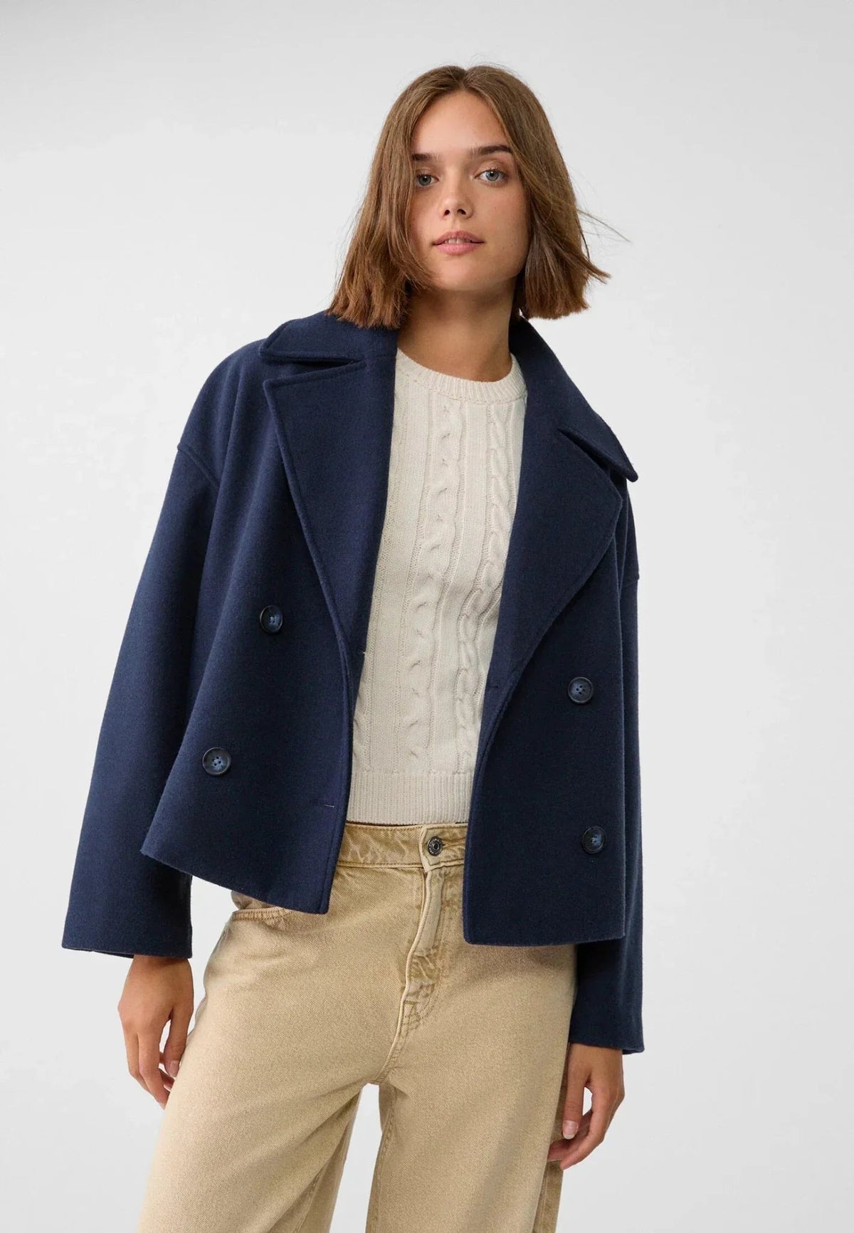 Women's Cropped Double-Breasted Blazer Oversized 4